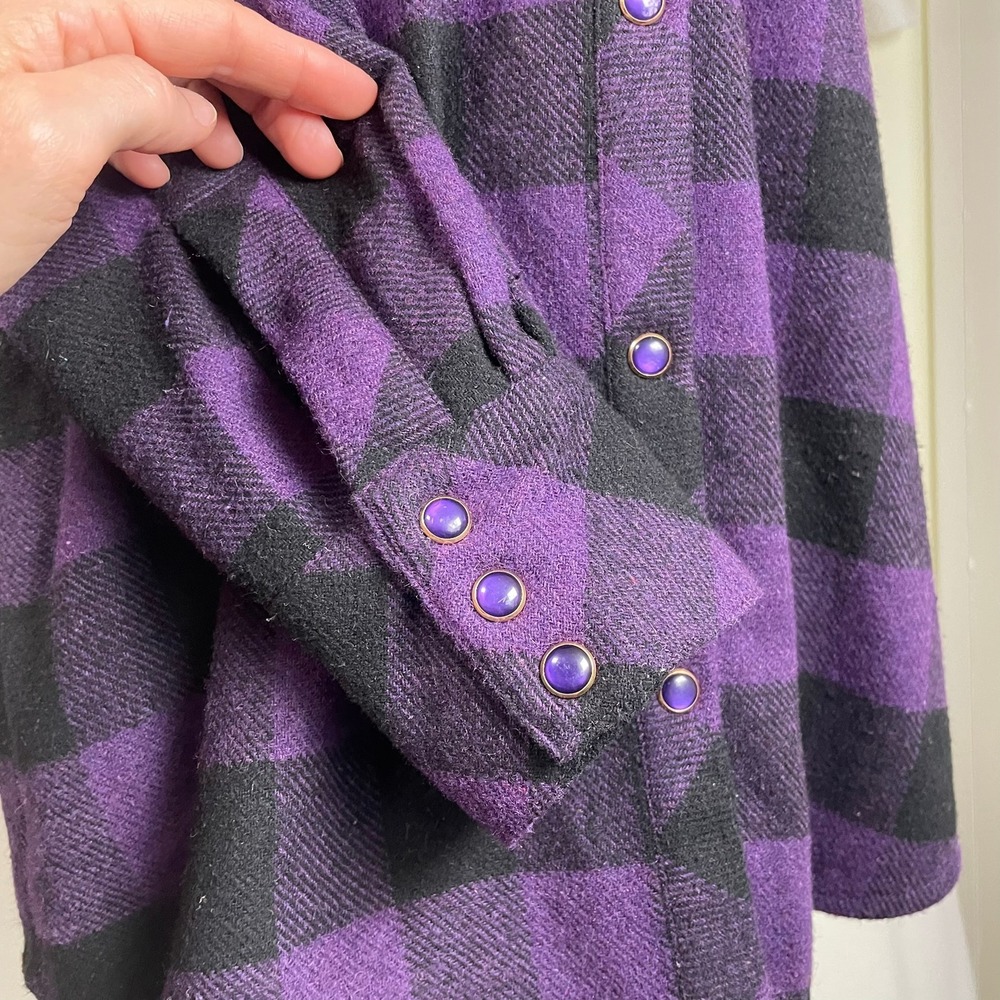 Tuckernuck Purple Black Plaid Flannel Pearl Snap Shirt Jacket Small Button Down - Picture 10 of 14